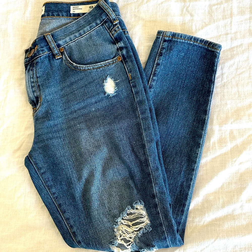 Skinny Boyfriend Jeans Women Distressed Ripped Denim PacSun Bullhead Petite
